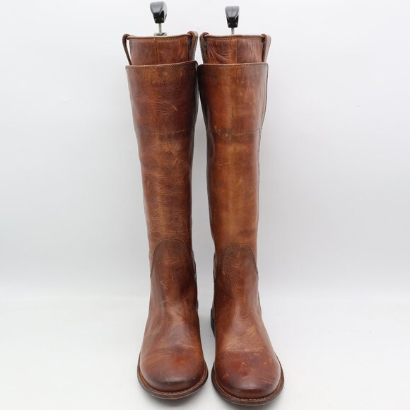Frye Paige Tall Riding Boots Women's 6 B Brown Leather Western Cowgirl Rodeo - Picture 2 of 10